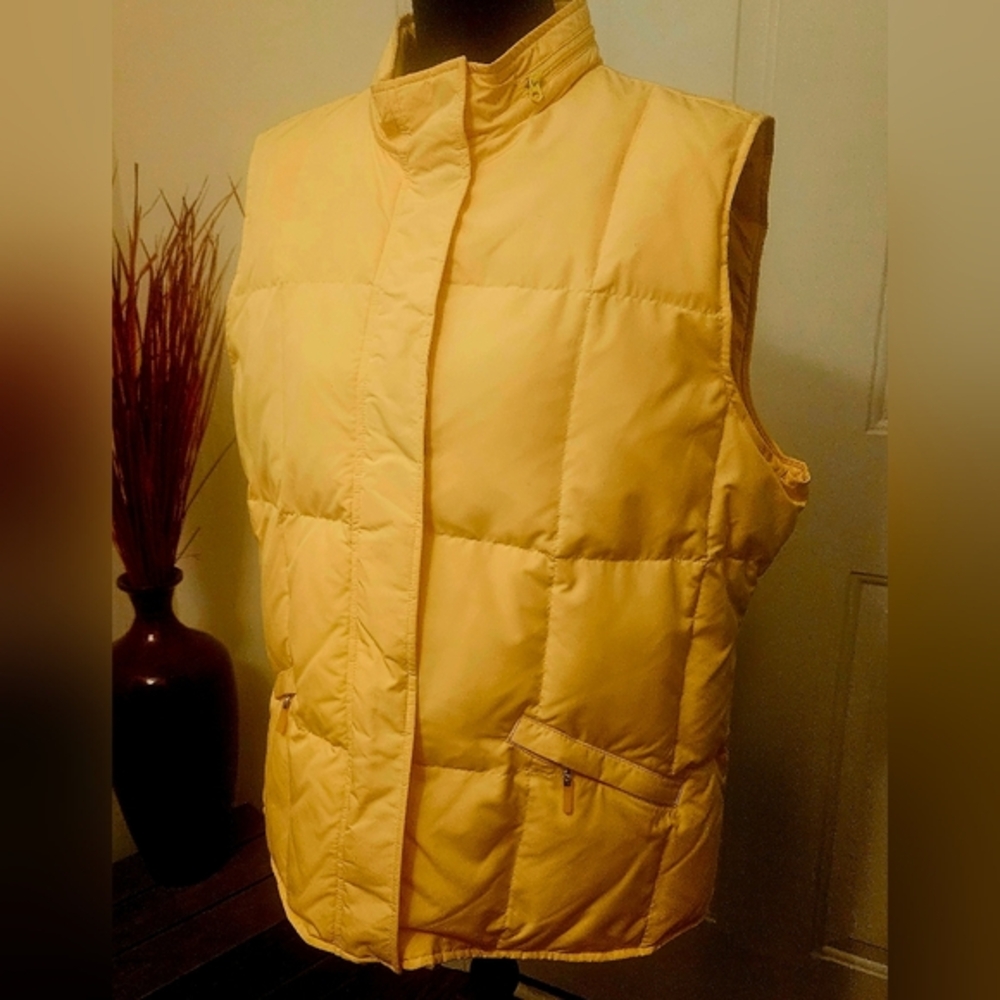 Talbots Yellow Quilted Vest with High Collar